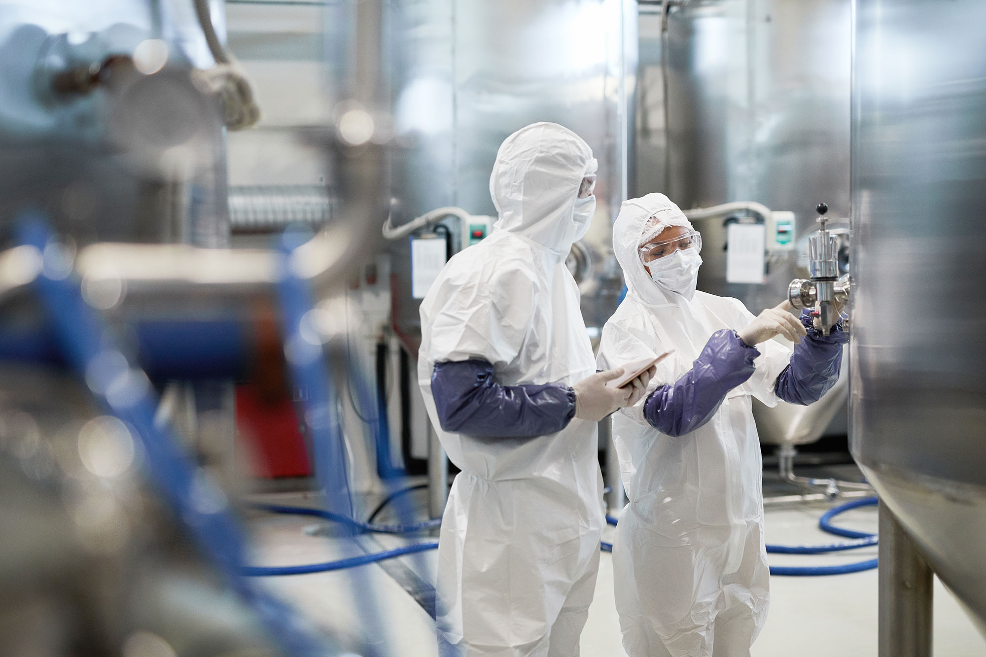 Workers in chemical plant