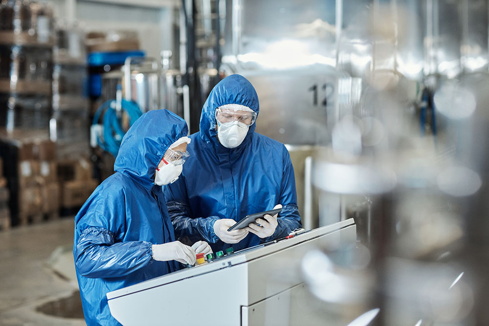 Workers in chemical plant