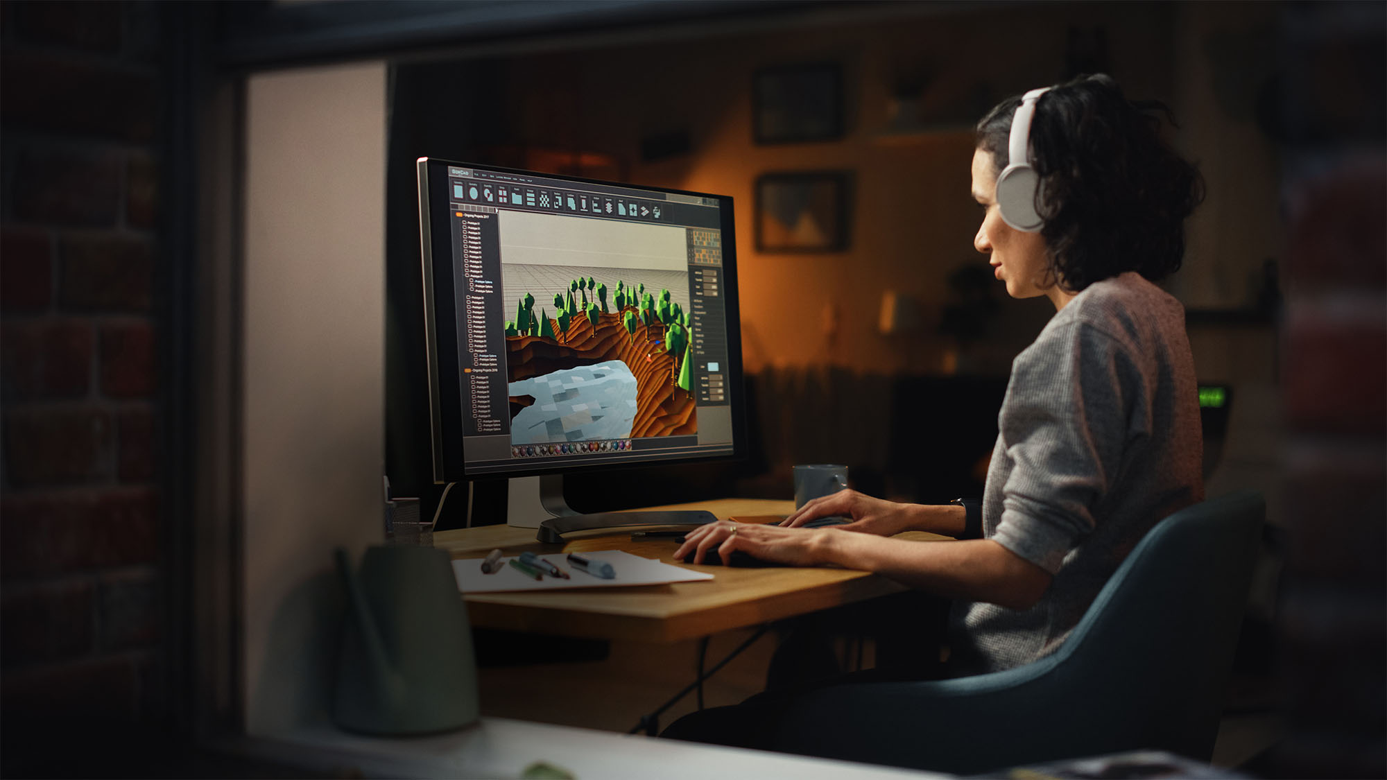 Digital artist on computer