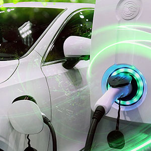 Electric vehicle plugged in