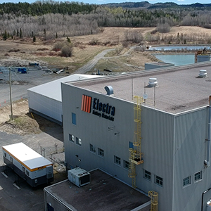 Photo of Electra Battery Materials’ facility in Temiskaming Shores, Ontario