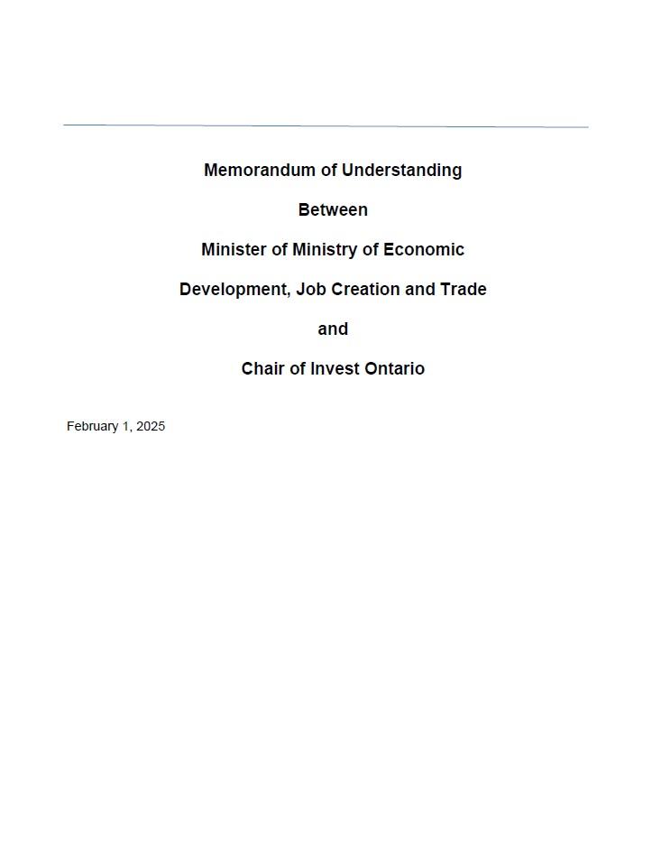 MOU Between MEDJCT and Invest Ontario