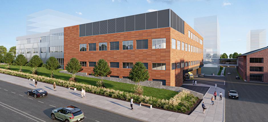 Architectural rendering of the OmniaBio facility at Hamilton’s McMaster Innovation Park